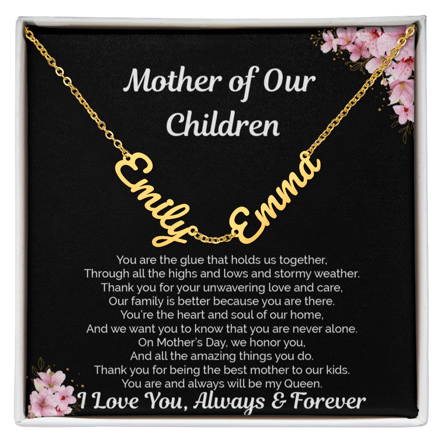 Personalized Name Necklace for Wife | Gift from Husband | Mother of My Children Jewelry Gift | Mother's Day, Birthday, Anniversary Gift | Romantic Anniversary Jewelry