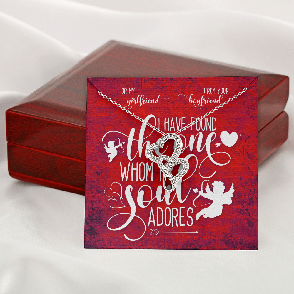 To My Girlfriend - 14K White Gold Necklace with Personalized Message Card - To Whom My Soul Adores