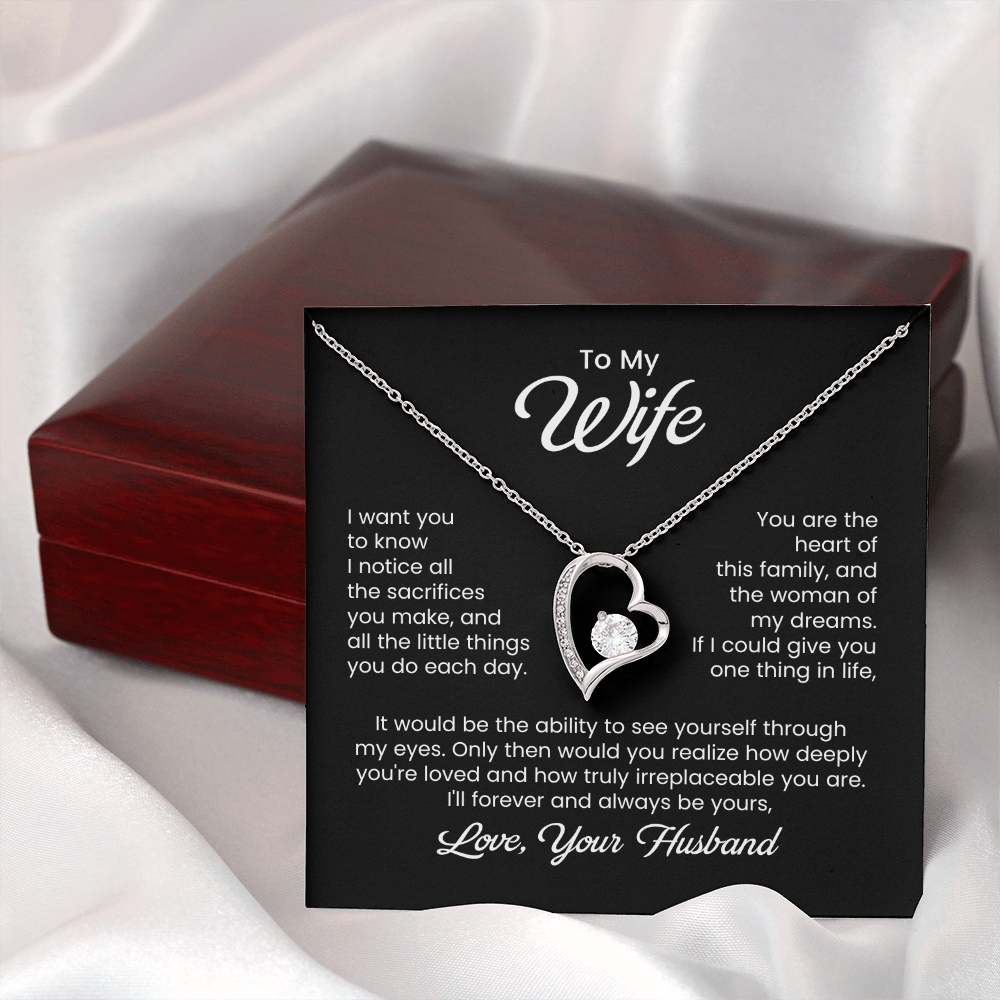 To My Beautiful Wife - You Are The Heart Of This Family - Eternal Love Heart Necklace - Price Includes Free Shipping