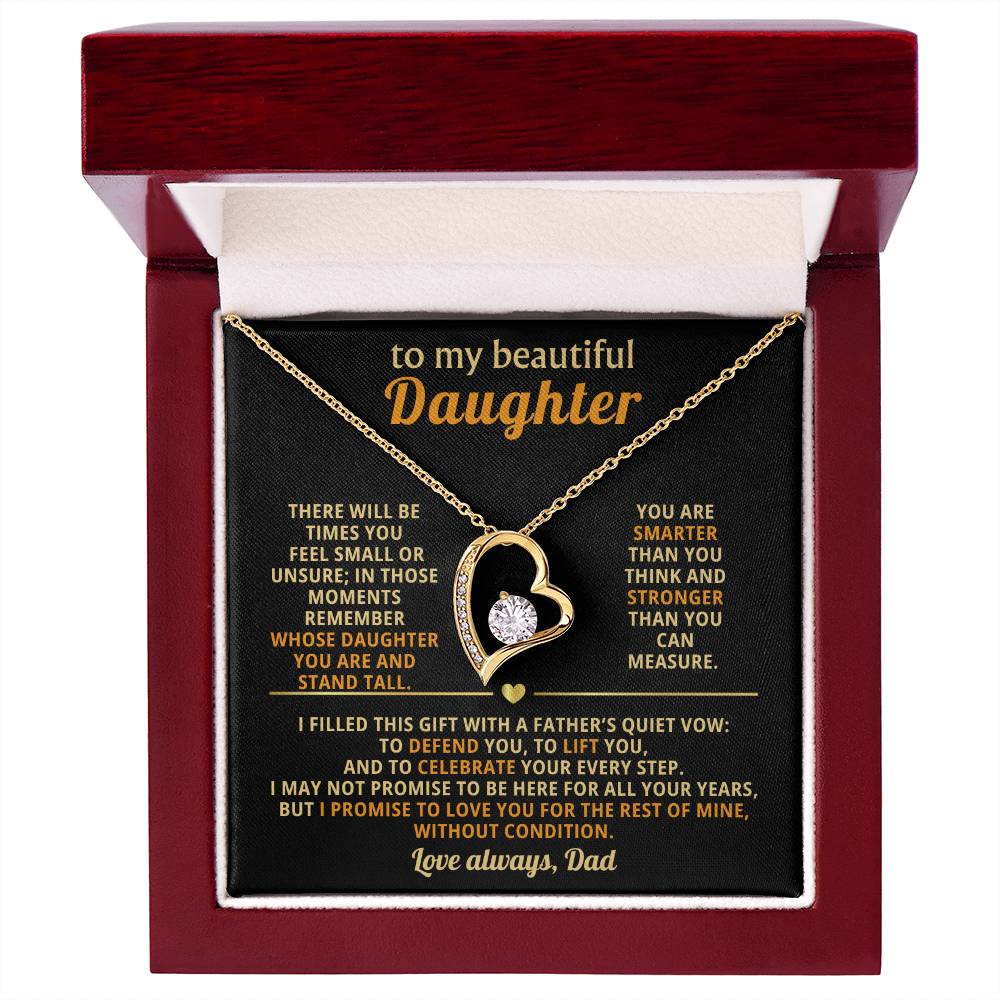 To My Beautiful Daughter - I Love You Without Condition - Eternal Love Heart Necklace - Price Includes Shipping