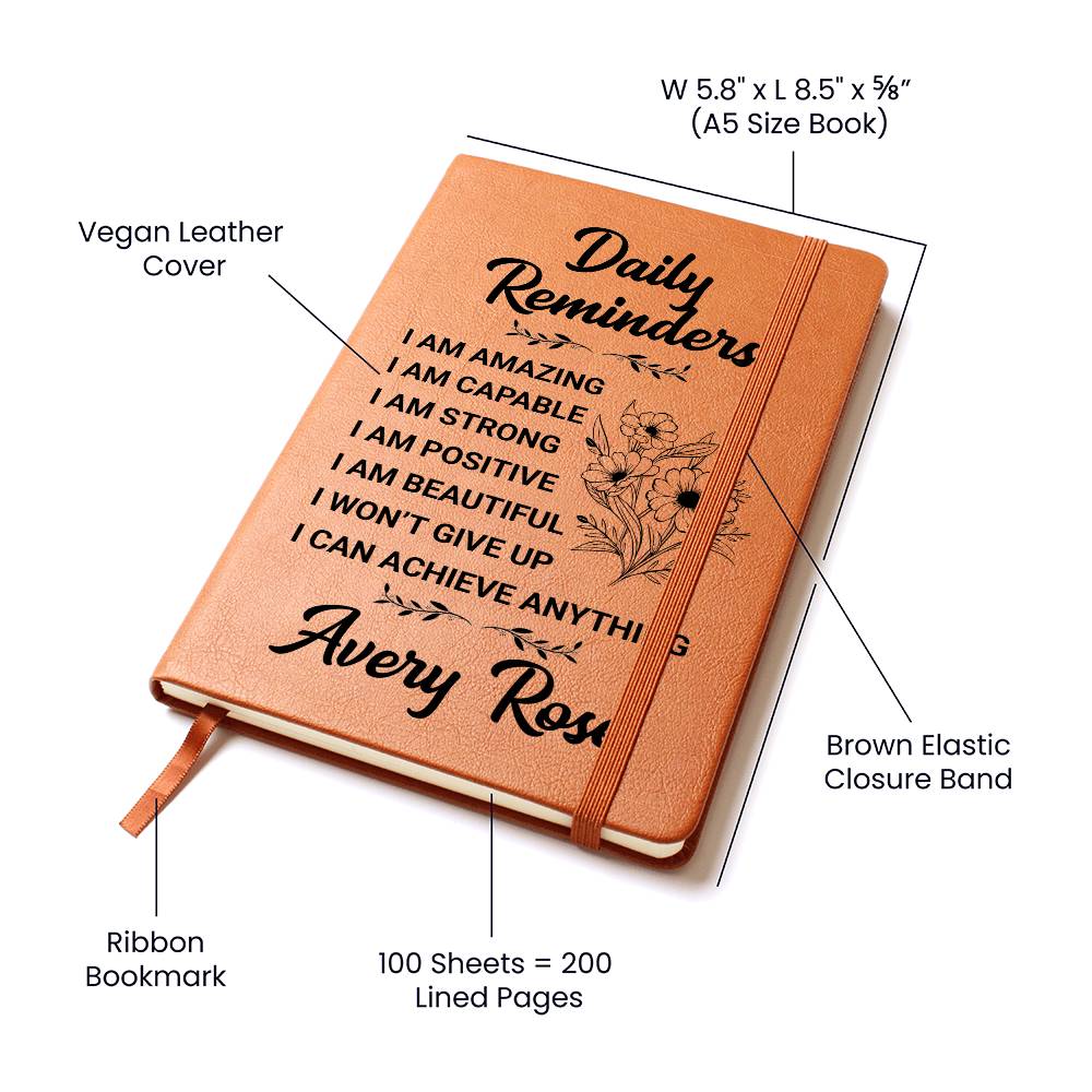 Personalized Daily Reminders - Self Esteem - Journal Gift