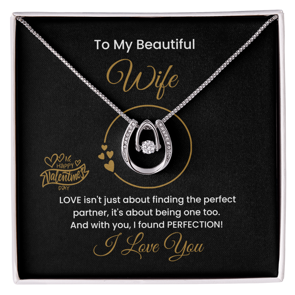 To My Beautiful Wife - 14K White Gold Necklace with Personalized Message Card - Perfection