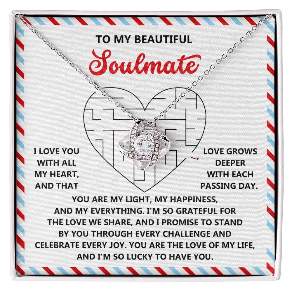 To My Soulmate Jewelry Gift - Love Knot Forever Necklace with Heartfelt Message Card From You - To Have You