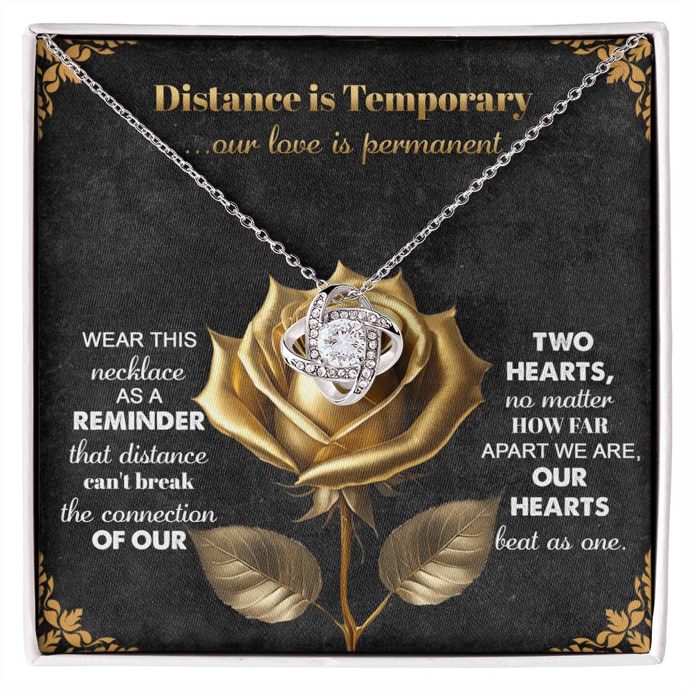 To My Soulmate Distance Is Temporary Jewelry Gift - Love Knot Forever Necklace with Heartfelt Message Card From You - Love Is Permanent