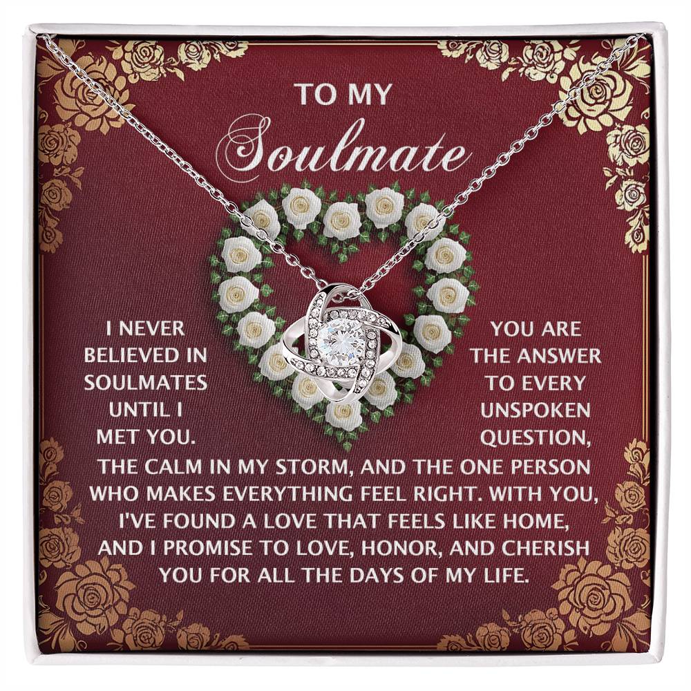 To My Soulmate Jewelry Gift - Love Knot Forever Necklace with Heartfelt Message Card From You - Like Home
