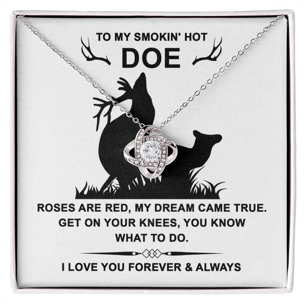 To My Smokin' Hot Soulmate Jewelry Gift - Love Knot Forever Necklace with Heartfelt Message Card From You - Dream Came True