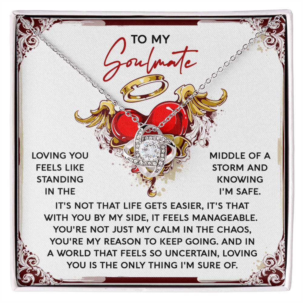 To My Soulmate Jewelry Gift - Love Knot Forever Necklace with Heartfelt Message Card From You - Keep Going