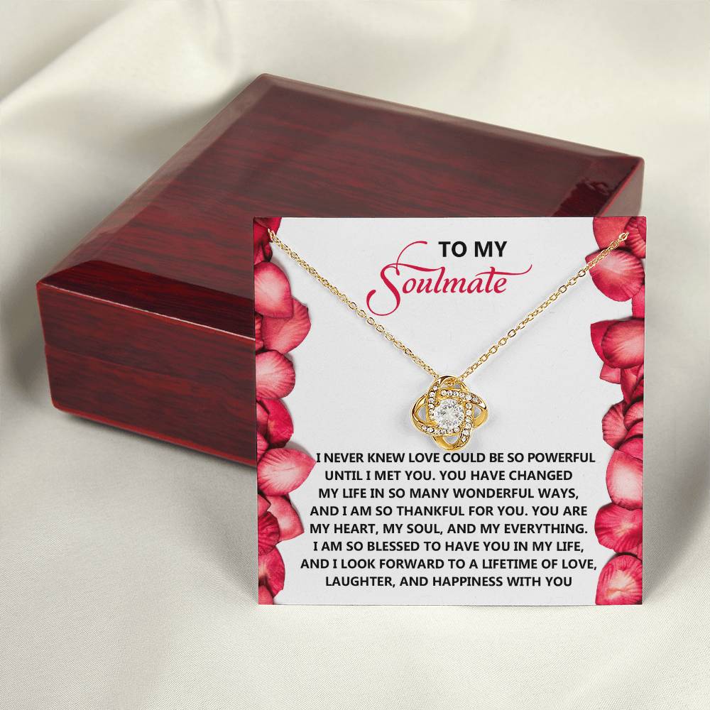 To My Soulmate Jewelry Gift - Love Knot Forever Necklace with Heartfelt Message Card From You - Until I