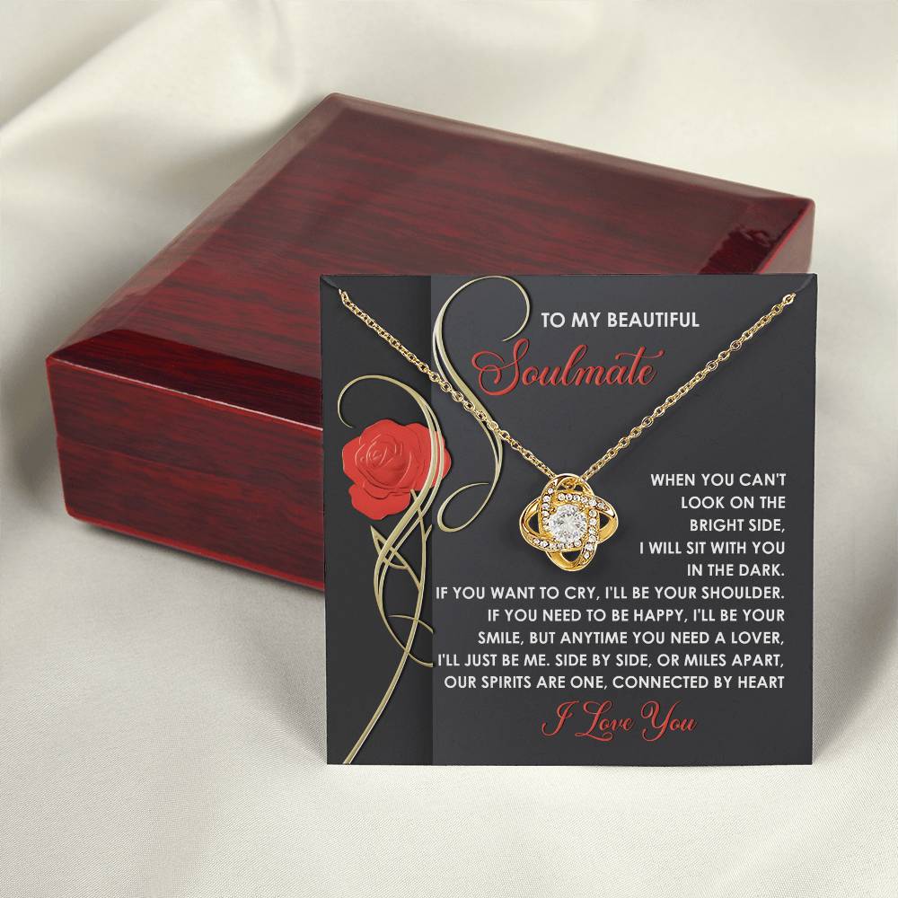 To My Soulmate Jewelry Gift - Love Knot Forever Necklace with Heartfelt Message Card From You - Be Me