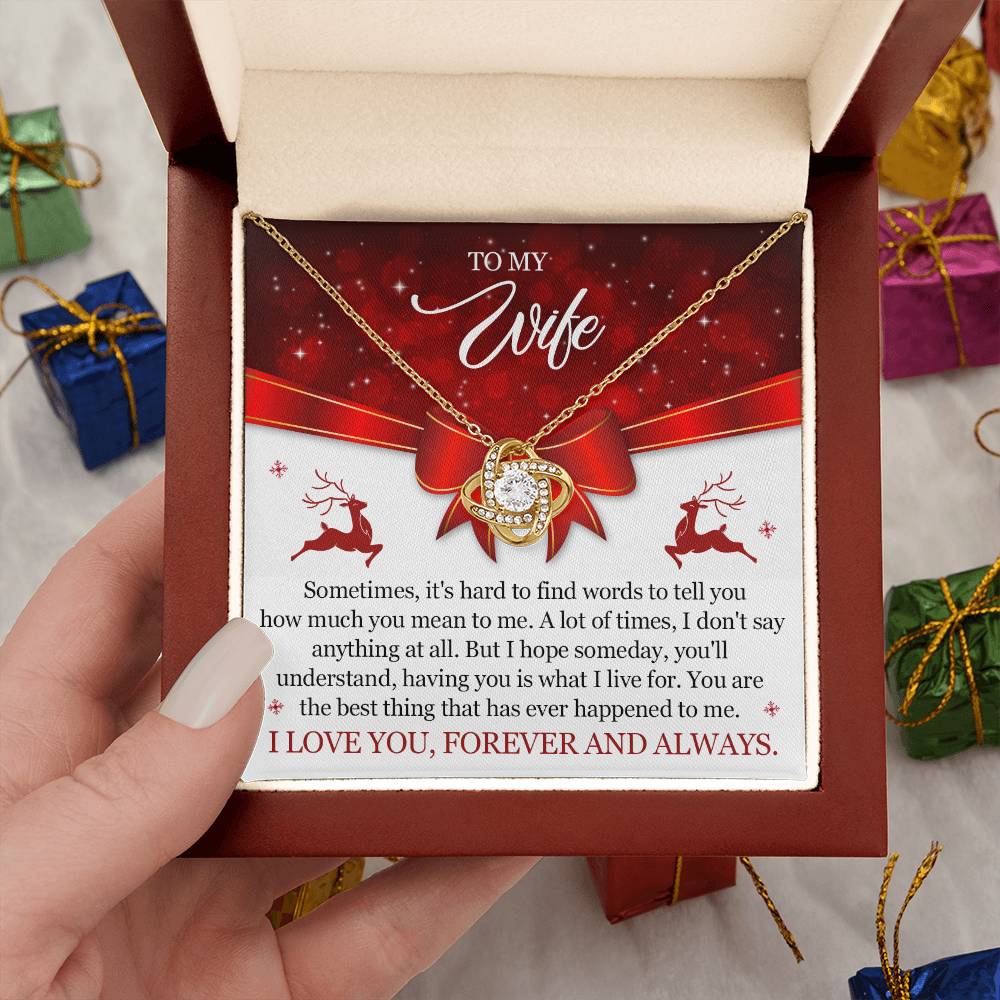 To My Wife For for Christmas - Your Are The Best Thing That Ever Happened To Me - Love Knot Necklace