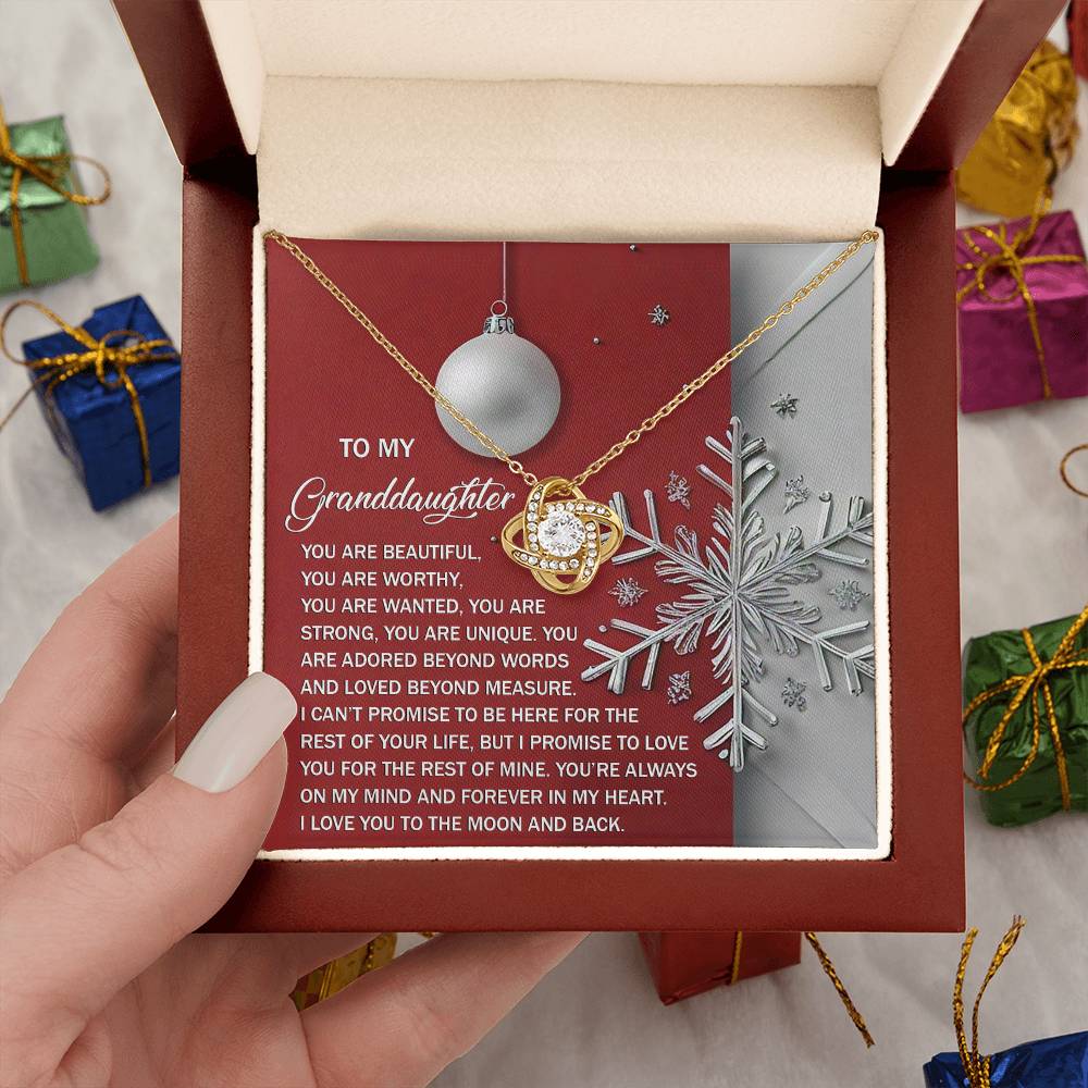 To My Granddaughter Jewelry Gift - I Love You Till The Moon and Back - Love Knot Necklace