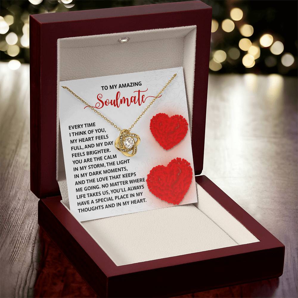 To My Soulmate Jewelry Gift - Love Knot Forever Necklace - In My Heart