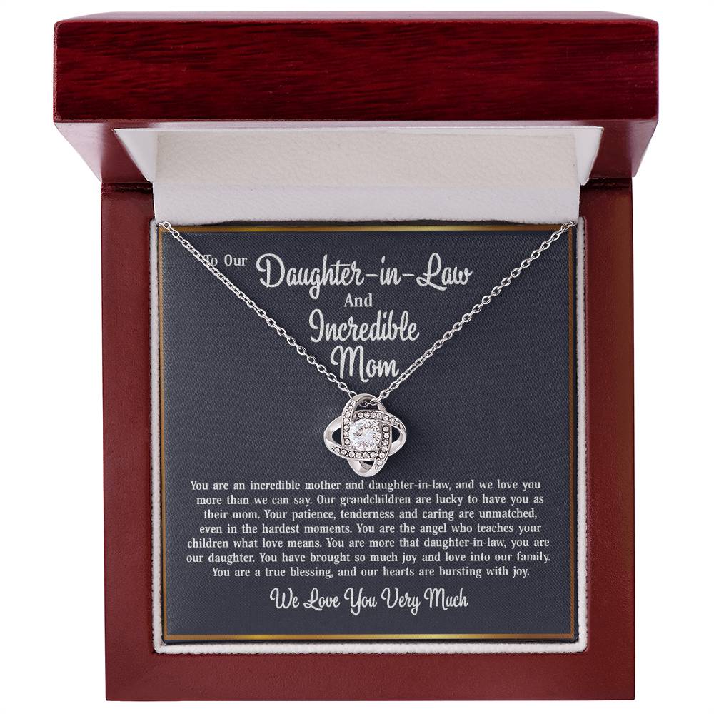 To Our Daughter-in-Law - Love Knot Necklace Jewelry Gift - Incredible Mother and Daughter in Law