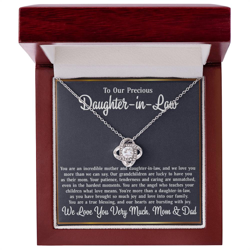 To Our Daughter-in-Law - Love Knot Necklace Jewelry Gift - Incredible Mother and Daughter in Law