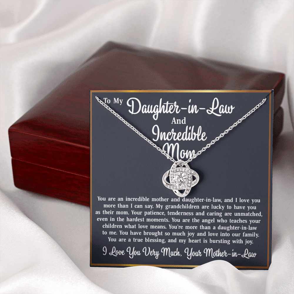To My Daughter-in-Law From Mother-in-Law - Love Knot Necklace Jewelry Gift - Incredible Mother and Daughter in Law