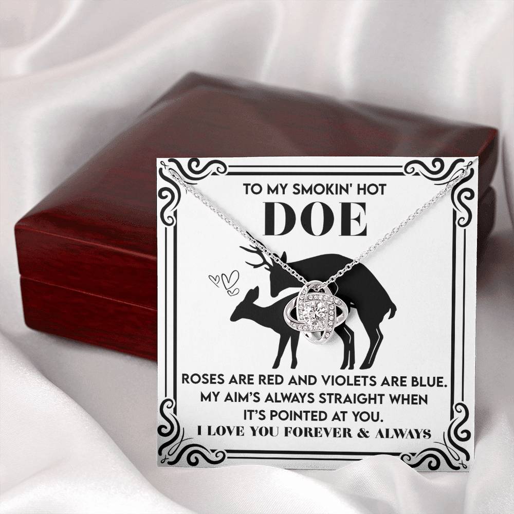 To My Soulmate Jewelry Gift - Love Knot Forever Necklace with Heartfelt Message Card From You - Pointed At You