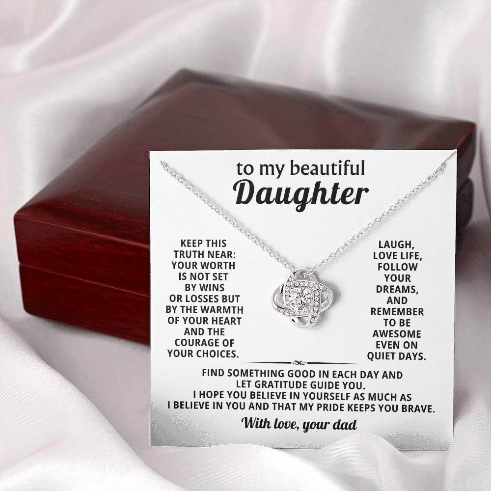 To My Daughter - My Pride - Eternal Love Knot Necklace - Luxury Gift Box with LED - Price Includes Shipping