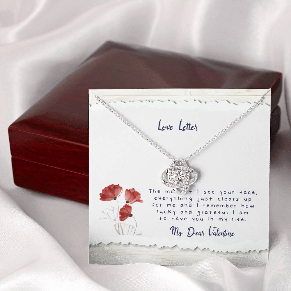 Valentine's Day - 14K Gold Necklace with Personalized Message Card - My Dear Valentine Love Letter