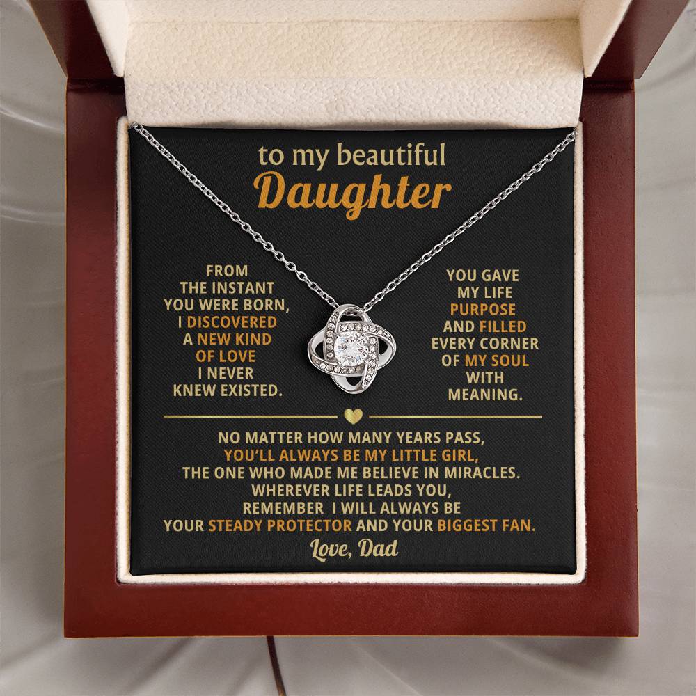 To My Daughter - I'm Your Biggest Fan - Eternal Love Knot Necklace - Luxury Gift Box with LED - Price Includes Free Shipping