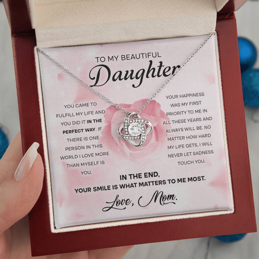 Beautiful Daughter Gift From Mom- Perfect Way - Love Knot Necklace