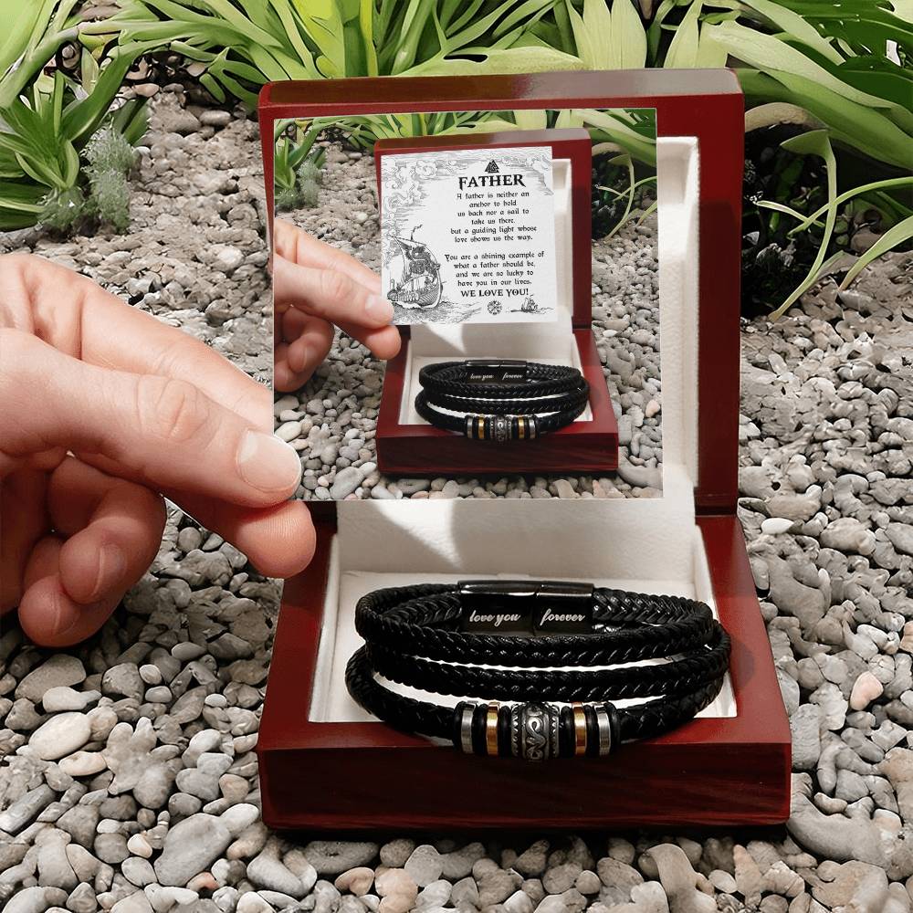 Dad Love You Forever Mens Braided Bracelet Gift - An Anchor