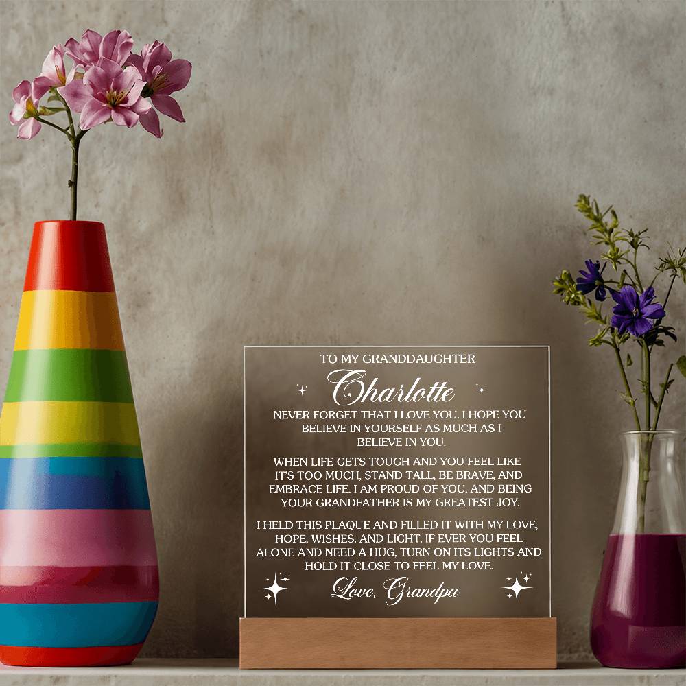 To My Granddaughter - Personalize with Names - Believe in Yourself as Much as I Believe in You - Acrylic LED Plaque - From Grandpa or Grandma