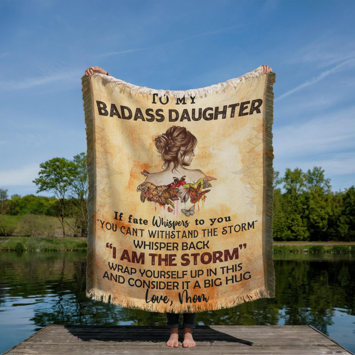Daughter Gift From Mom-My Badass Daughter Printed Woven Blanket-I Am The Storm