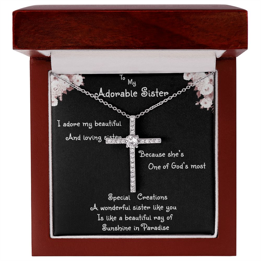 Gift For My Sister - Ray Of Sunshine Cross Necklace