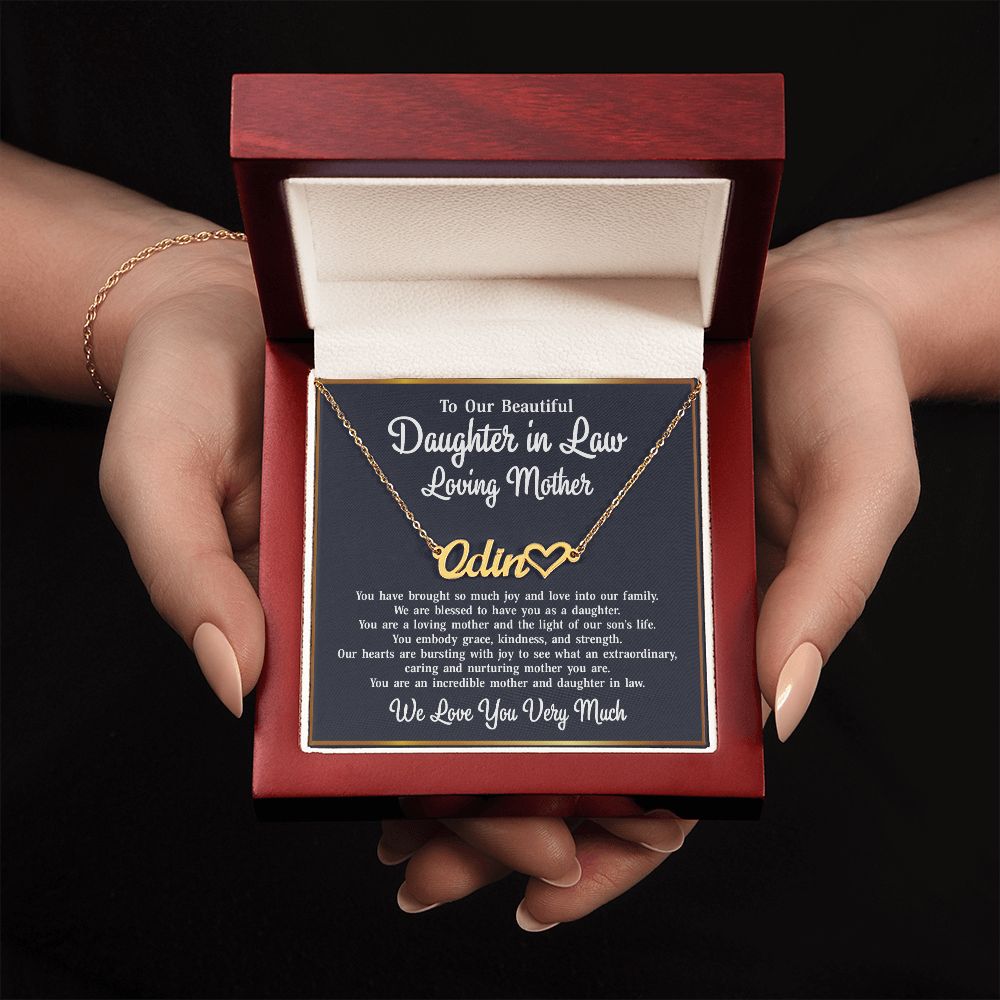 Daughter in Law - Name Heart Necklace- Loving Mother