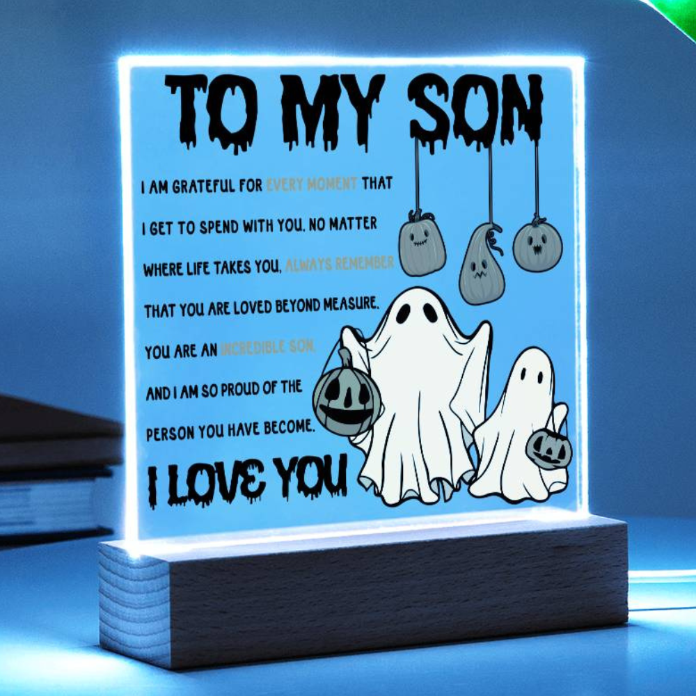 Son Halloween Gift - Incredible Son - Acrylic Square Plaque with Available Night Light