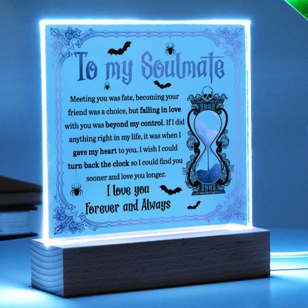 Soulmate Halloween Gift - Beyond Control - Acrylic Square Plaque with Available Night Light