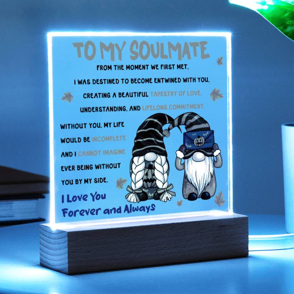 Soulmate Halloween Gift - First Met- Acrylic Square Plaque with Available Night Light