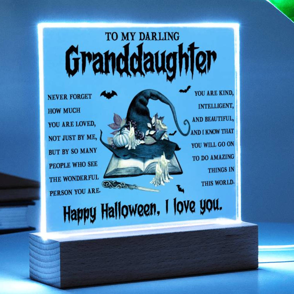 Granddaughter Halloween  Gift - Wonderful Person - Acrylic Square Plaque with Available Night Light