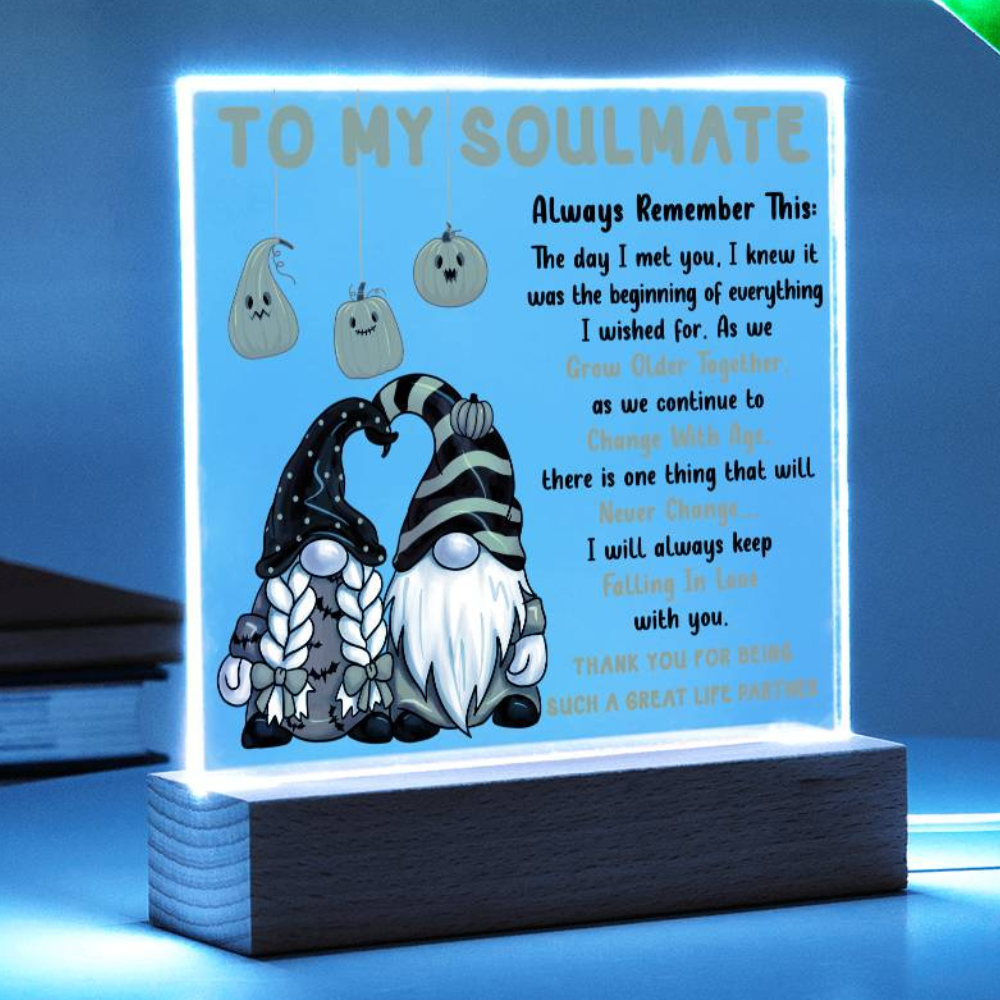 Soulmate Halloween Gift - Grow Older Together- Acrylic Square Plaque with Available Night Light