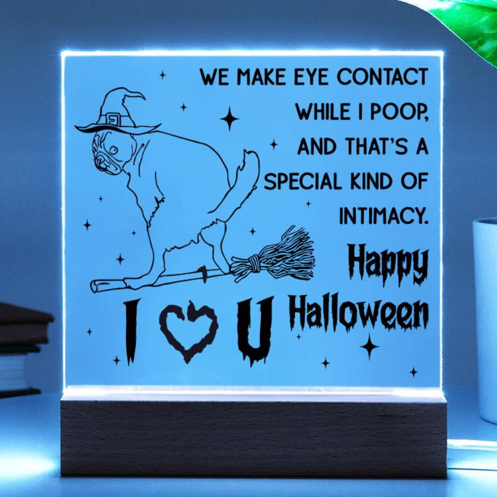 Halloween Gift - Eye Contact - Acrylic Square Plaque with Available Night Light