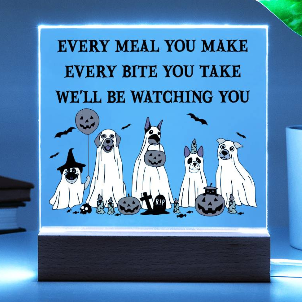 Halloween Gift - Watching You - Acrylic Square Plaque with Available Night Light