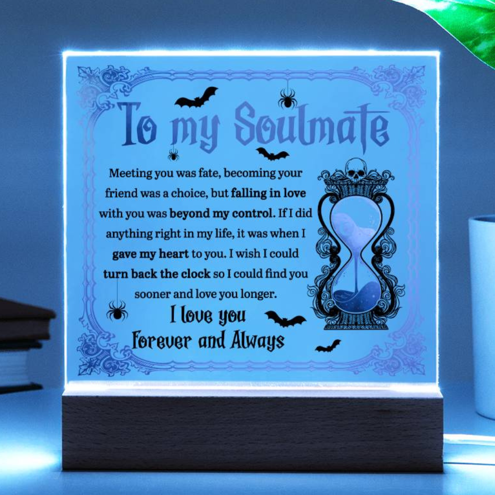 Soulmate Halloween Gift - Beyond Control - Acrylic Square Plaque with Available Night Light