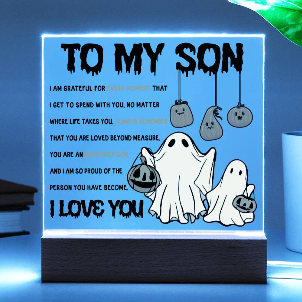 Son Halloween Gift - Incredible Son - Acrylic Square Plaque with Available Night Light