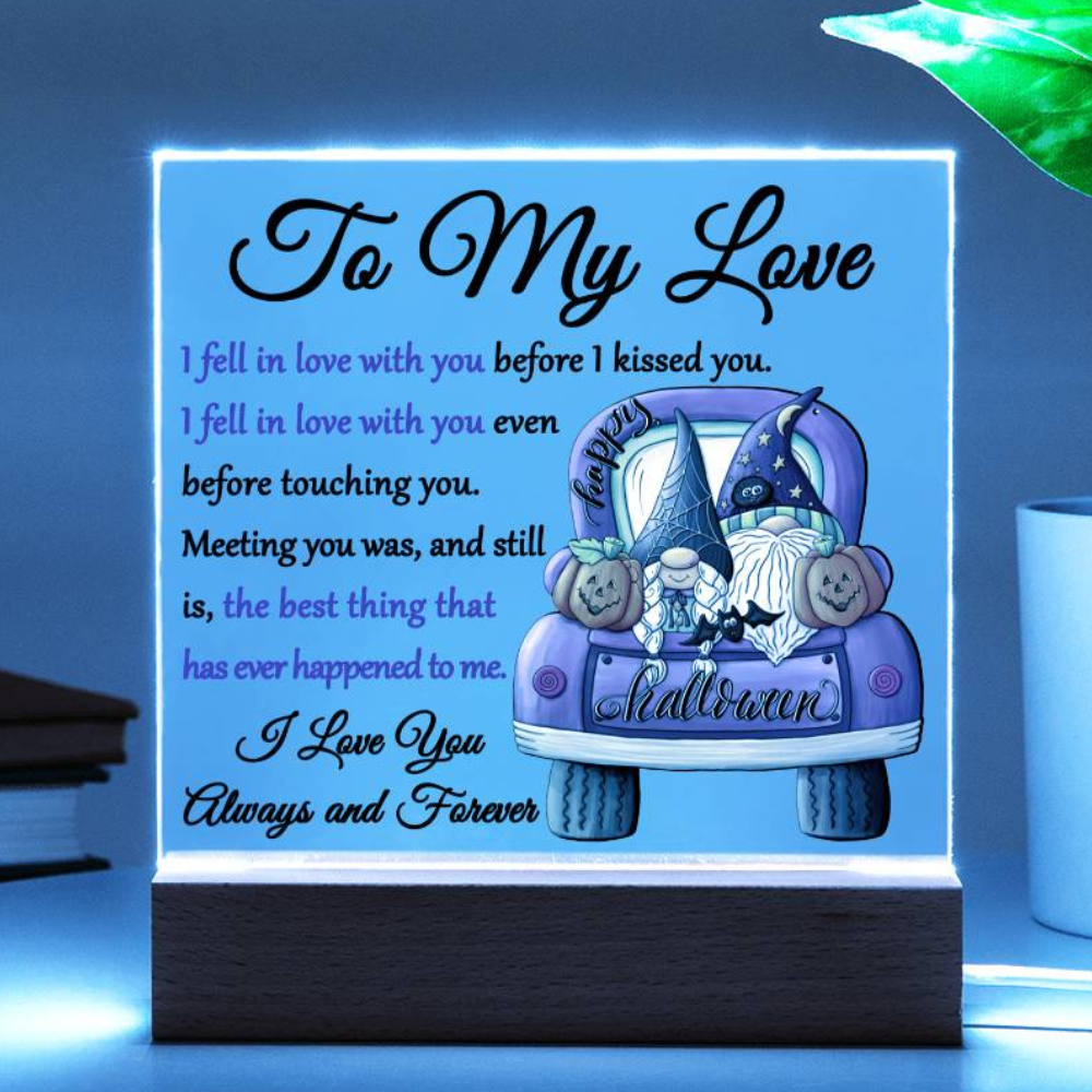 Soulmate Halloween Gift - Fell In Love - Acrylic Square Plaque with Available Night Light