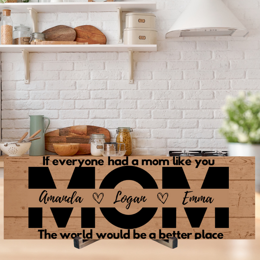 Mom Personalized Sign - The World Would Be A Better Place - Price Includes Shipping!