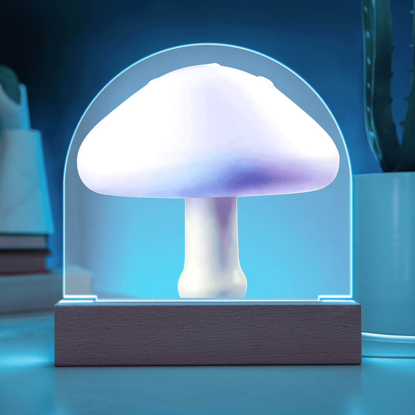 Mushroom Acrylic Dome Display with LED for Lamp or Night Light