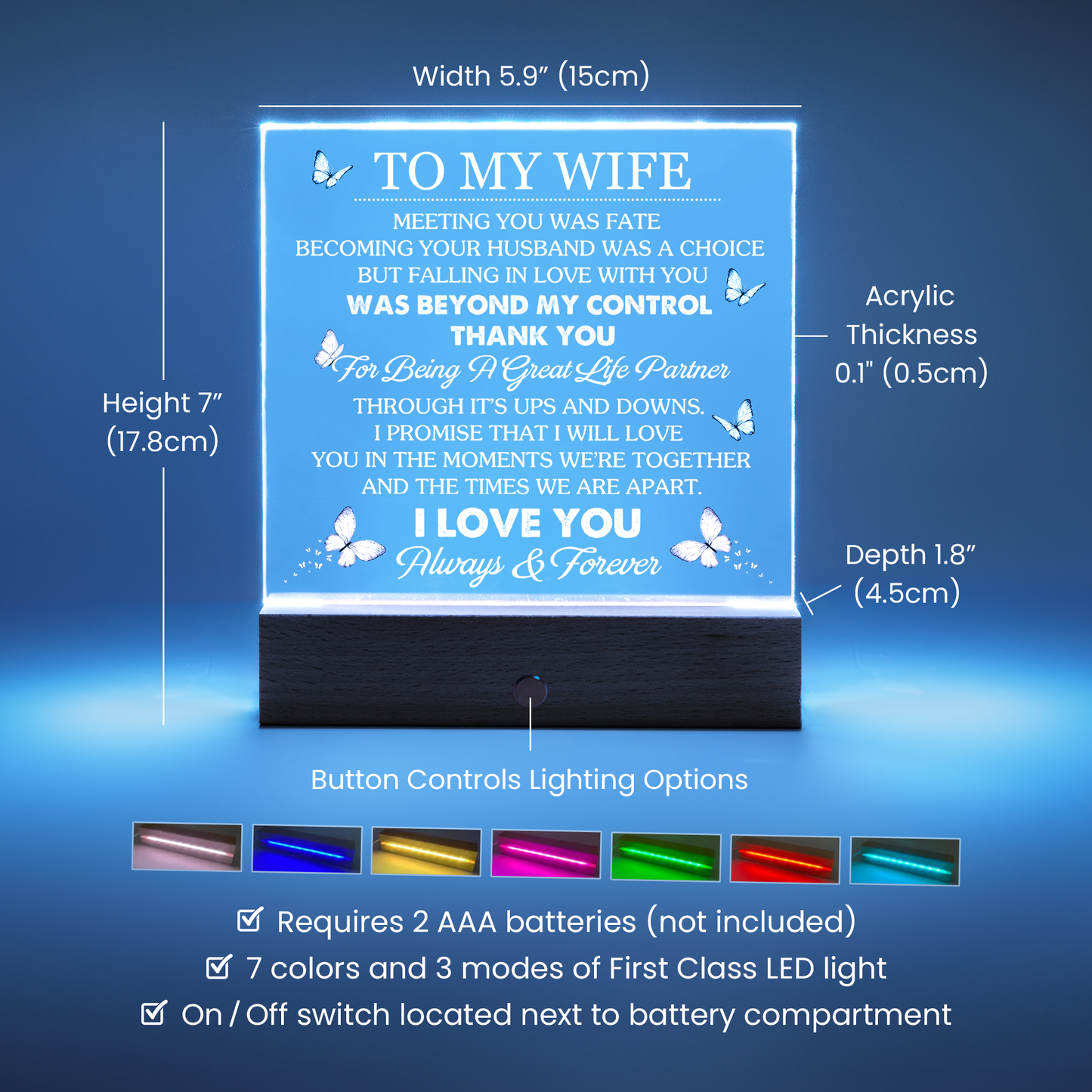 To My Wife - Thank You For Being A Great Life Partner - Acrylic LED Plaque