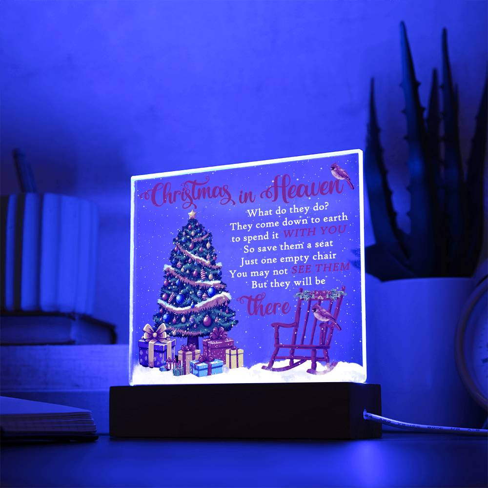 Remembering You This Christmas Gift - Acrylic Square Plaque with Available LED Night Light