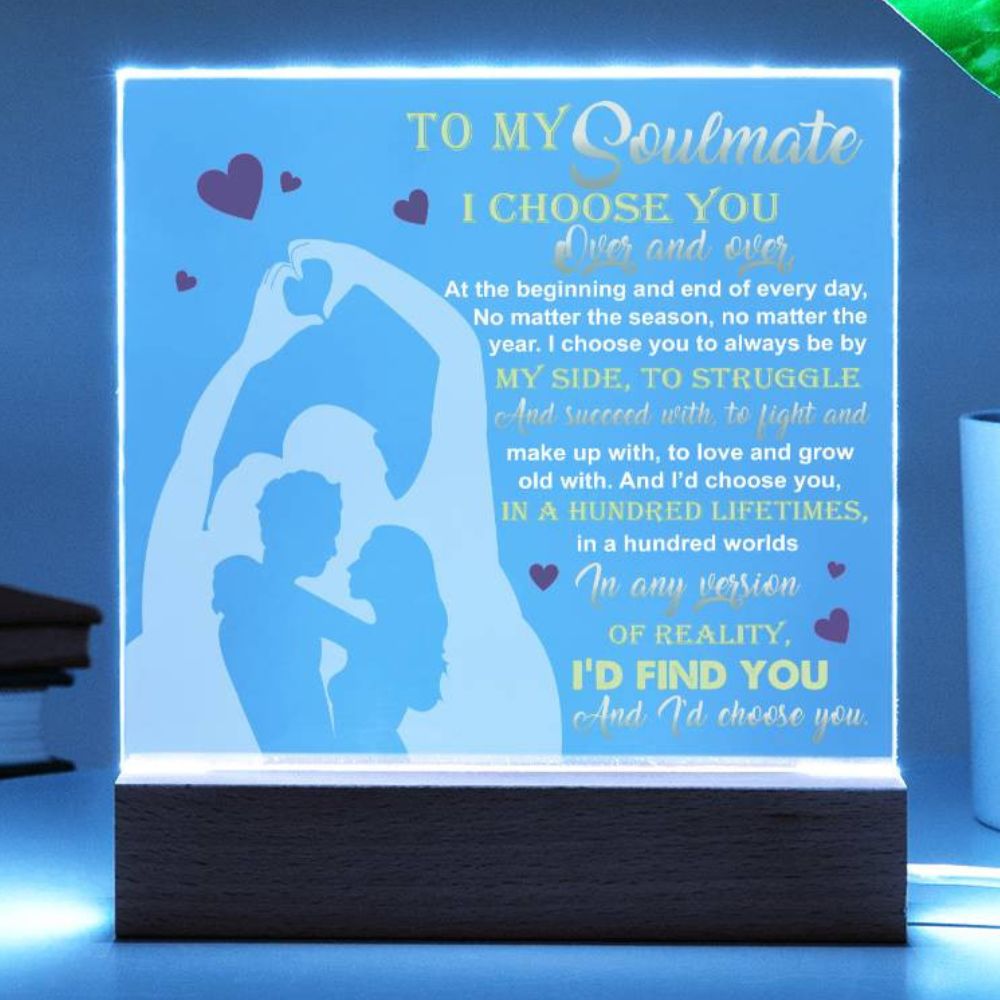 Soulmate Gift - By My Side - LED Acrylic Plaque Table Top Display