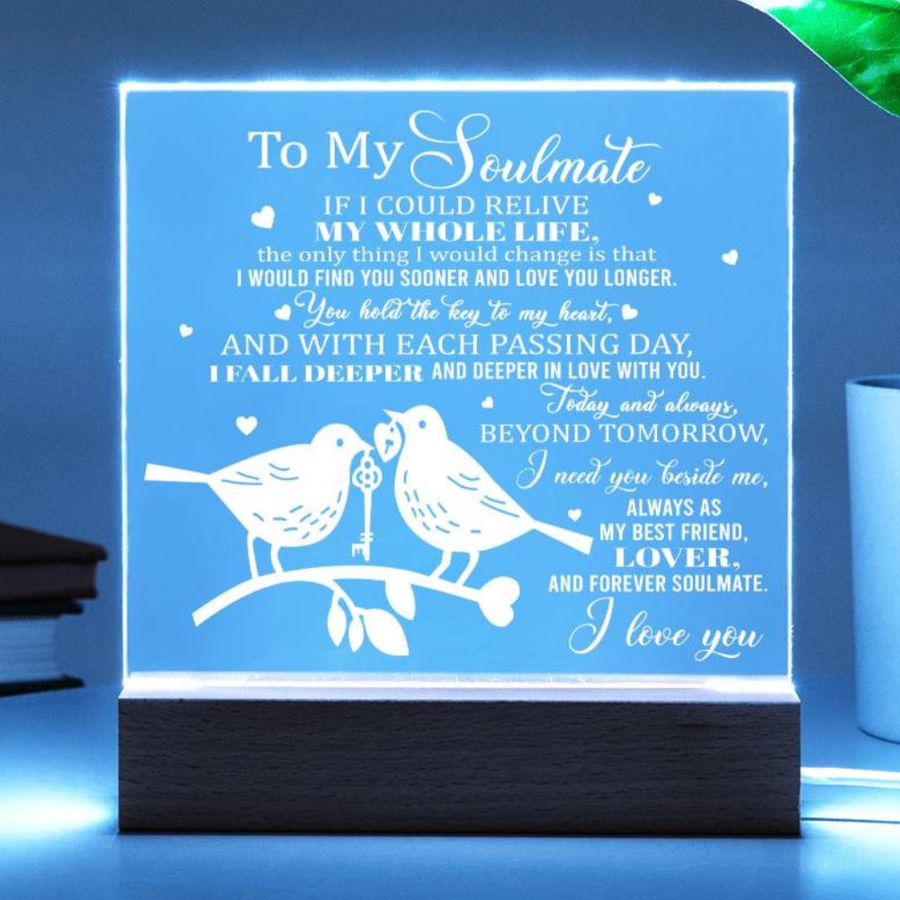 Soulmate Gift - Hold The Key - LED Acrylic Plaque Table Top Display