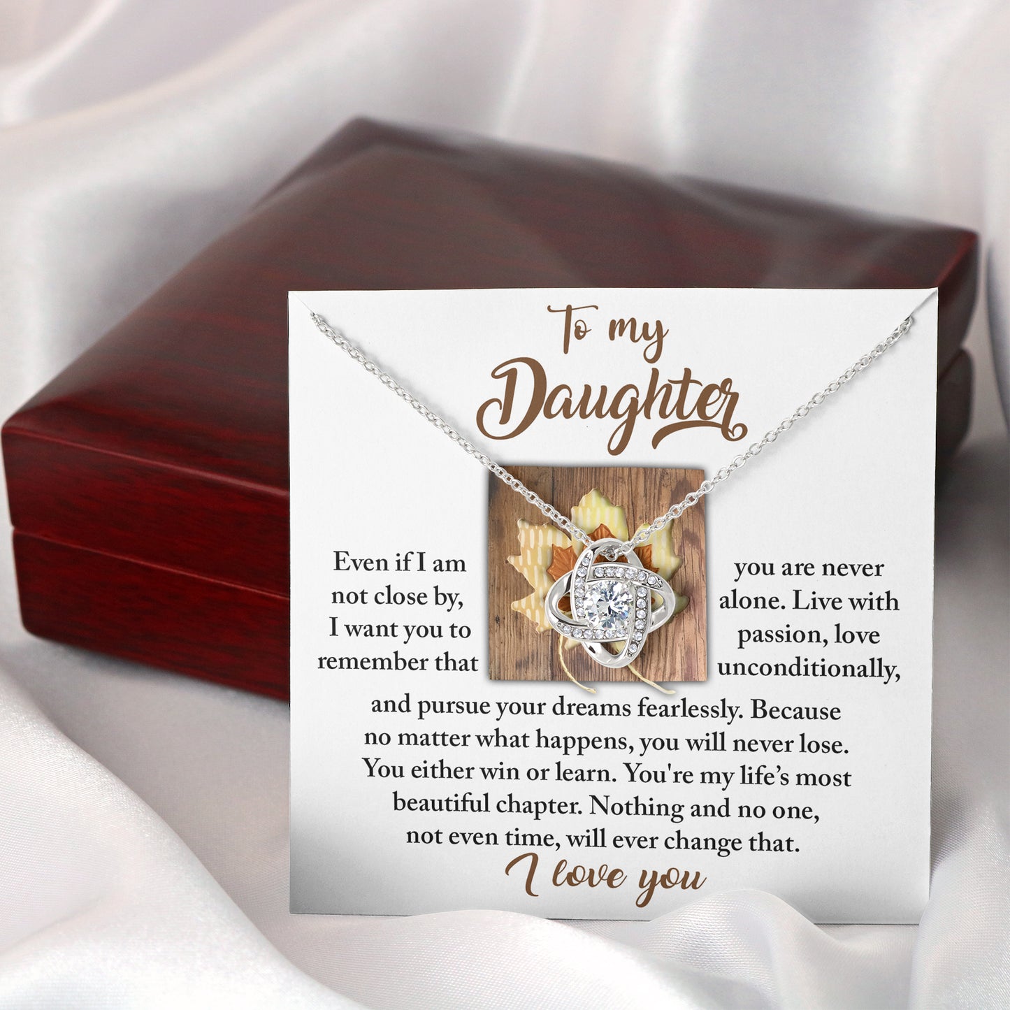 To My Daughter Jewelry Gift - Live With Passion, Love Unconditionally - Love Knot Necklace