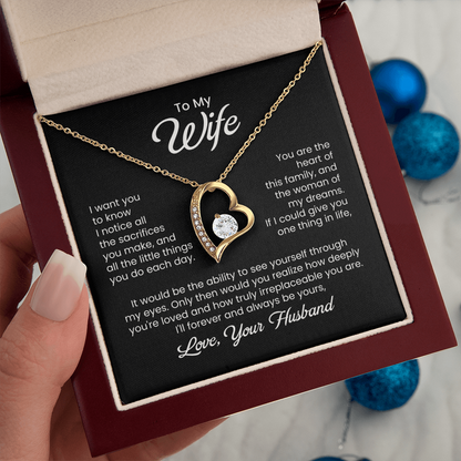 To My Beautiful Wife - You Are The Heart Of This Family - Eternal Love Heart Necklace - Price Includes Free Shipping