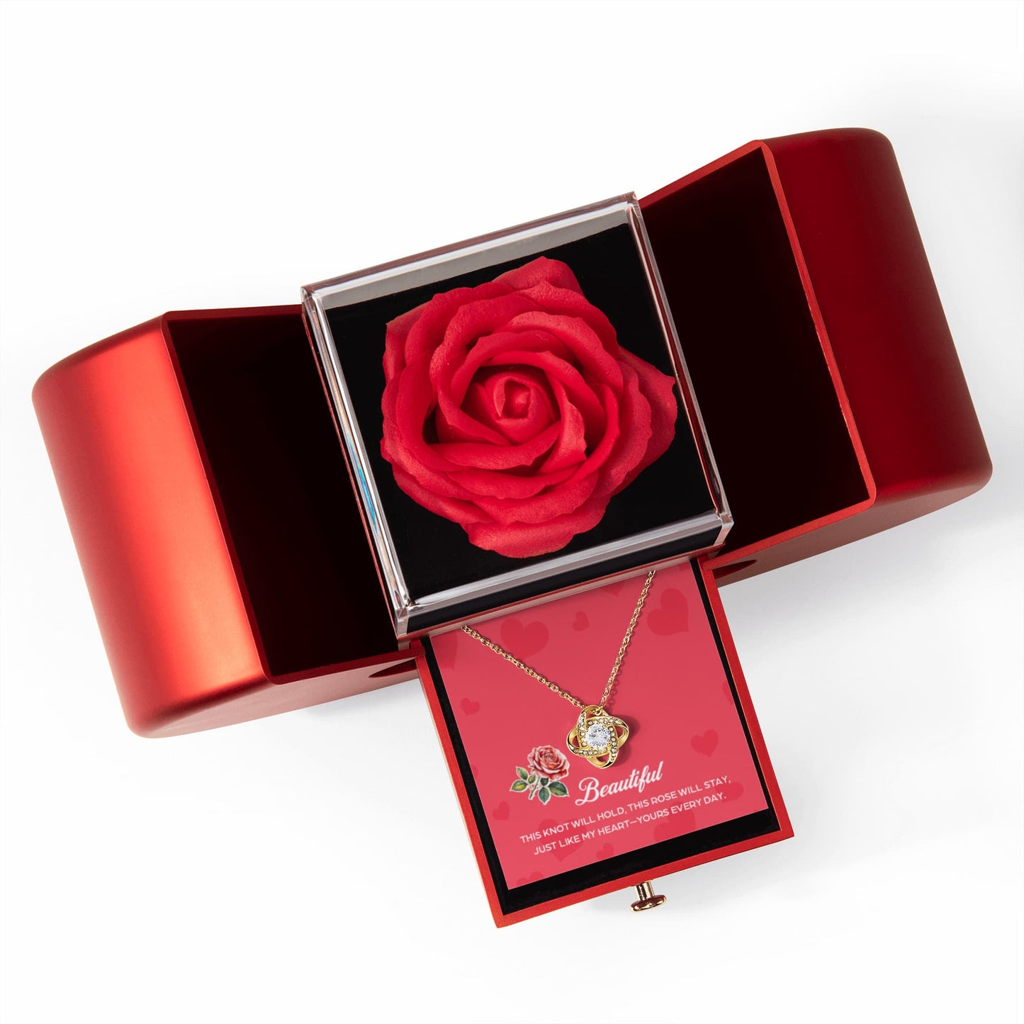 To My Wife - My Heart Is Yours Everyday - Eternal Love Knot Necklace with Red Heart Rose Gift Box - Free Shipping Included