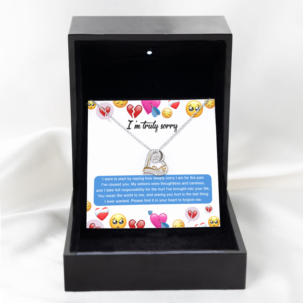 I'm Sorry Gift - Love Heart Necklace - How Deeply Sorry