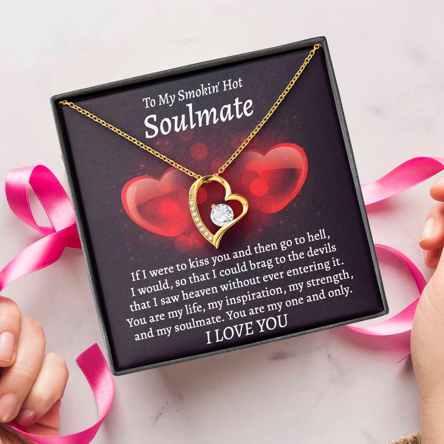 Soulmate Gift, Go To Hell, Forever Love Heart Necklace